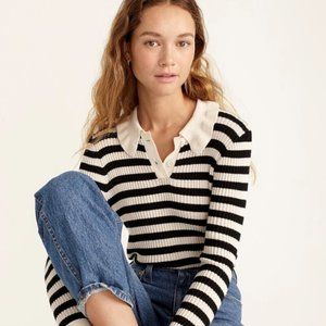 J. Crew Ruffle-collar ribbed merino wool sweater